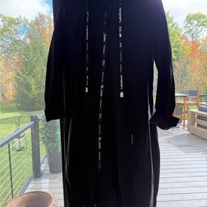 Black Hooded Jacket with Drawstrings